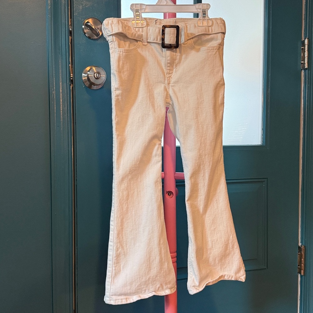 White Flared Jeans with Belt